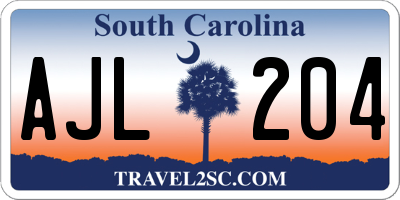 SC license plate AJL204