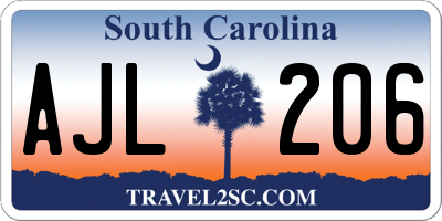SC license plate AJL206