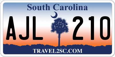 SC license plate AJL210