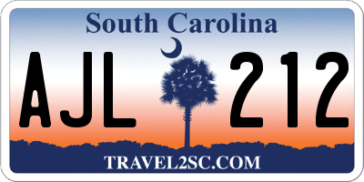 SC license plate AJL212