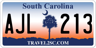SC license plate AJL213