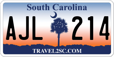 SC license plate AJL214
