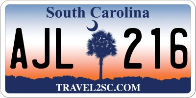 SC license plate AJL216