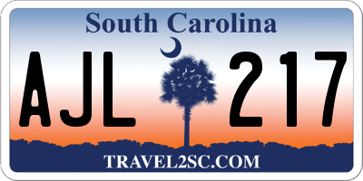 SC license plate AJL217