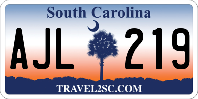 SC license plate AJL219