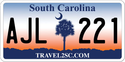 SC license plate AJL221