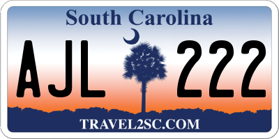 SC license plate AJL222