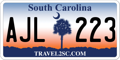 SC license plate AJL223