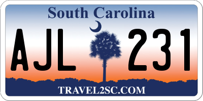 SC license plate AJL231