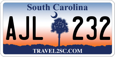 SC license plate AJL232