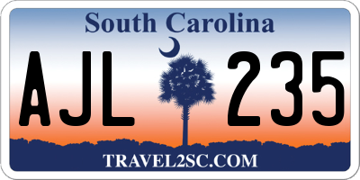 SC license plate AJL235