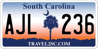 SC license plate AJL236