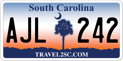 SC license plate AJL242
