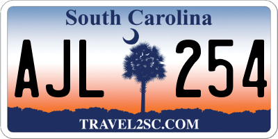 SC license plate AJL254