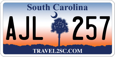 SC license plate AJL257
