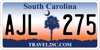 SC license plate AJL275