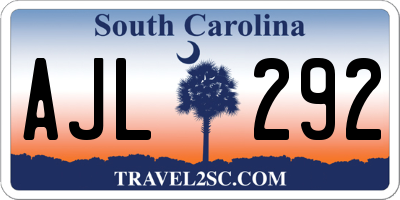 SC license plate AJL292