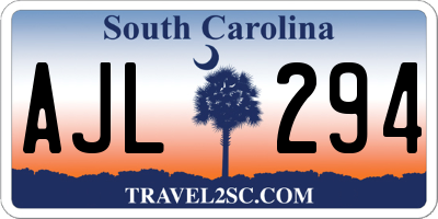 SC license plate AJL294