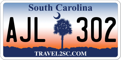 SC license plate AJL302