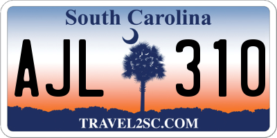 SC license plate AJL310