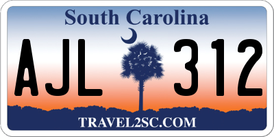 SC license plate AJL312