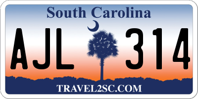 SC license plate AJL314