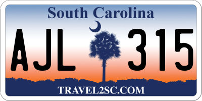 SC license plate AJL315