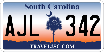 SC license plate AJL342