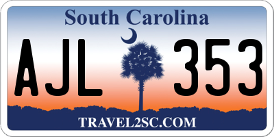 SC license plate AJL353