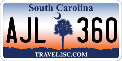 SC license plate AJL360