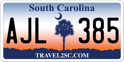 SC license plate AJL385
