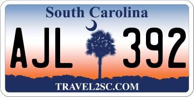 SC license plate AJL392