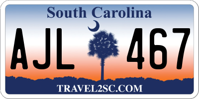 SC license plate AJL467