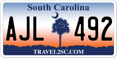 SC license plate AJL492