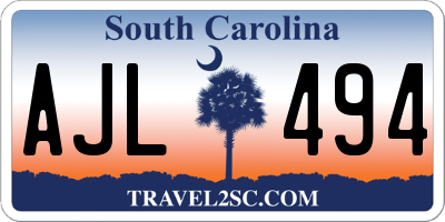 SC license plate AJL494