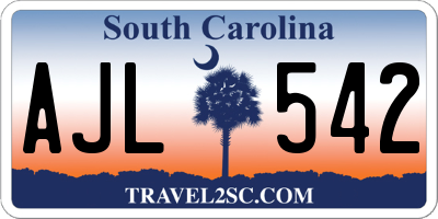 SC license plate AJL542