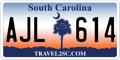 SC license plate AJL614