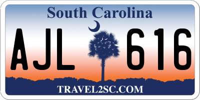 SC license plate AJL616