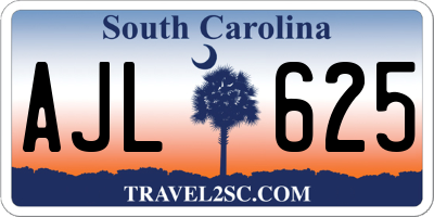 SC license plate AJL625