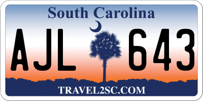 SC license plate AJL643