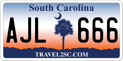 SC license plate AJL666