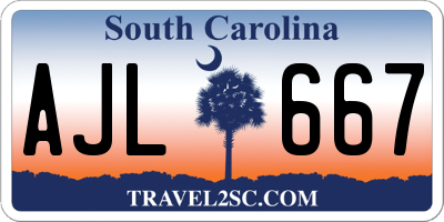 SC license plate AJL667