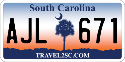 SC license plate AJL671