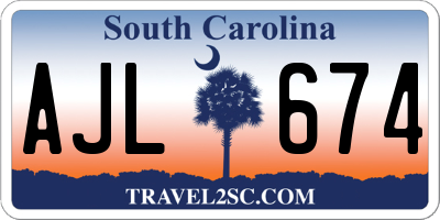 SC license plate AJL674