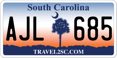 SC license plate AJL685
