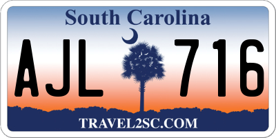 SC license plate AJL716