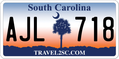 SC license plate AJL718