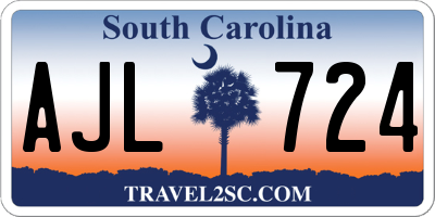 SC license plate AJL724