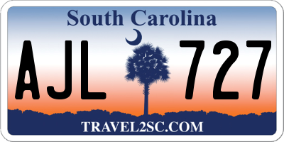 SC license plate AJL727