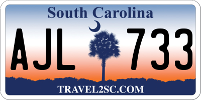 SC license plate AJL733
